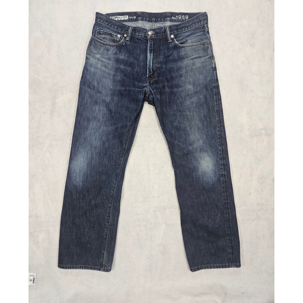 Gap‎ Jeans Mens 36 x 29 Authentic Straight Leg Blue 1969 Ringspun  Denim Whisker